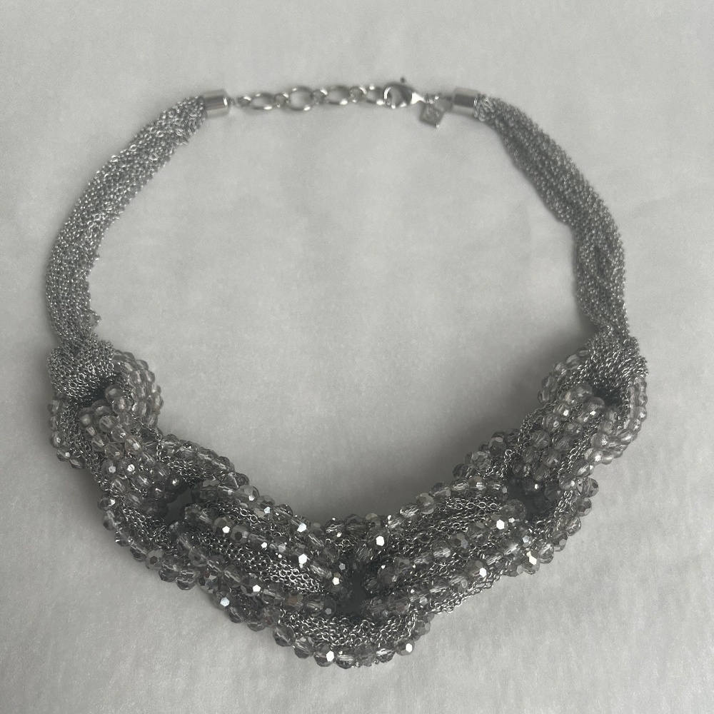 Banana Republic Chunky Chain Silver Beaded Sparkly Statement Light Necklace